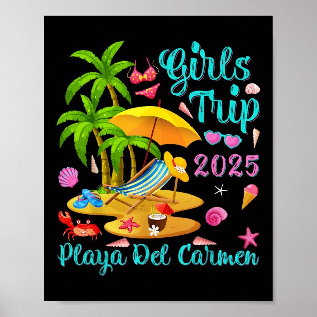 Playa Del Carmen Beach Mexico Summer Girls Trip 20 Poster (Framsidan)