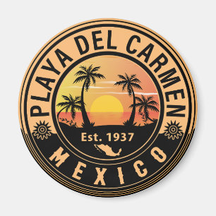 Playa del Carmen Handflatan Träd Retro 80-talet Me Magnet