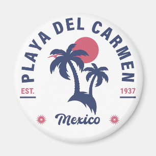 Playa del Carmen Handflatan Träd Retro 80-talet Me Magnet