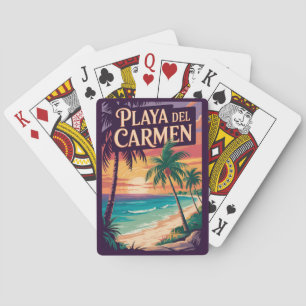 Playa del Carmen Illustration Resa Konst Vintage Casinokort