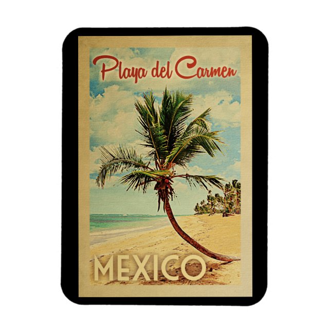 Playa del Carmen Magnet Handflatan Träd Vintage re (Vertikal)