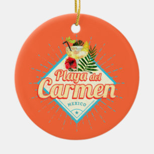 Playa del Carmen Mexico Retro Cocktail Vintage Julgransprydnad Keramik