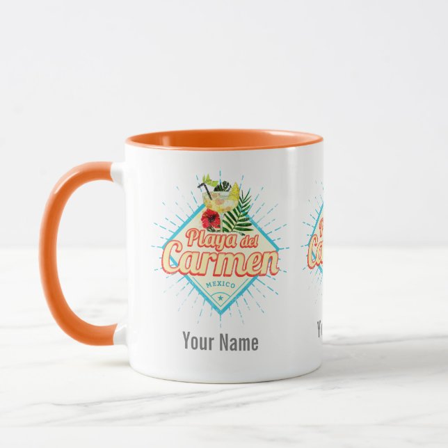 Playa del Carmen Mexico Retro Cocktail Vintage Mugg (Vänster)