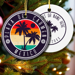 Playa del Carmen Mexico Retro Handflatan träd 60-t Julgransprydnad Keramik