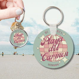 Playa del Carmen Mexico Retro souvenir decor teal Nyckelring
