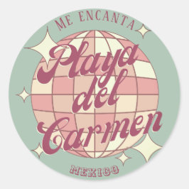 Playa del Carmen Mexico Retro souvenir decor teal Runt Klistermärke