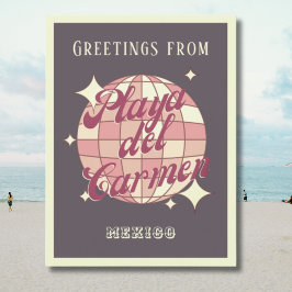 Playa del Carmen Mexico Retro Vintage purpPostcard Vykort
