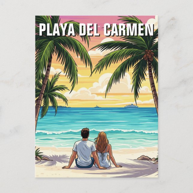 Playa Del Carmen Mexico Travel Beach Vykort (Framsida)