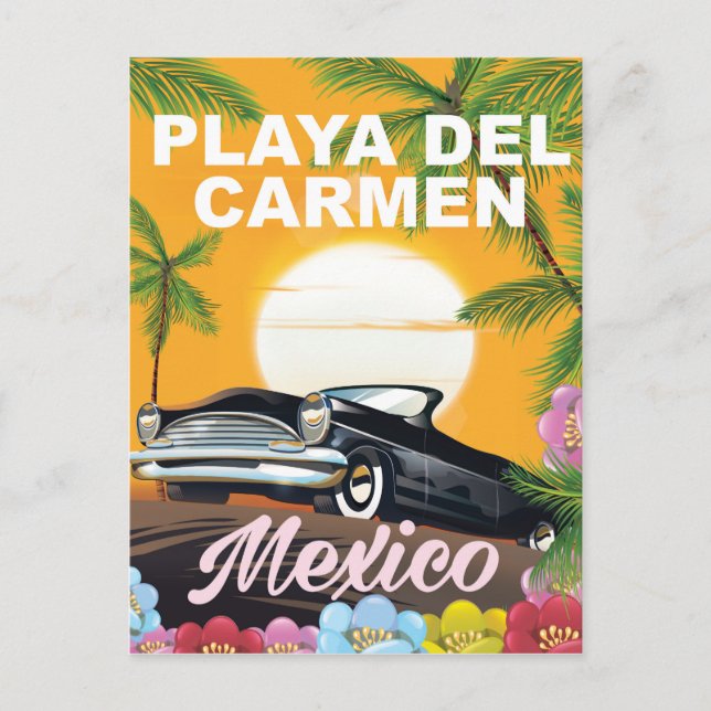 Playa del Carmen mexikansk bil reseinformation aff Vykort (Framsida)