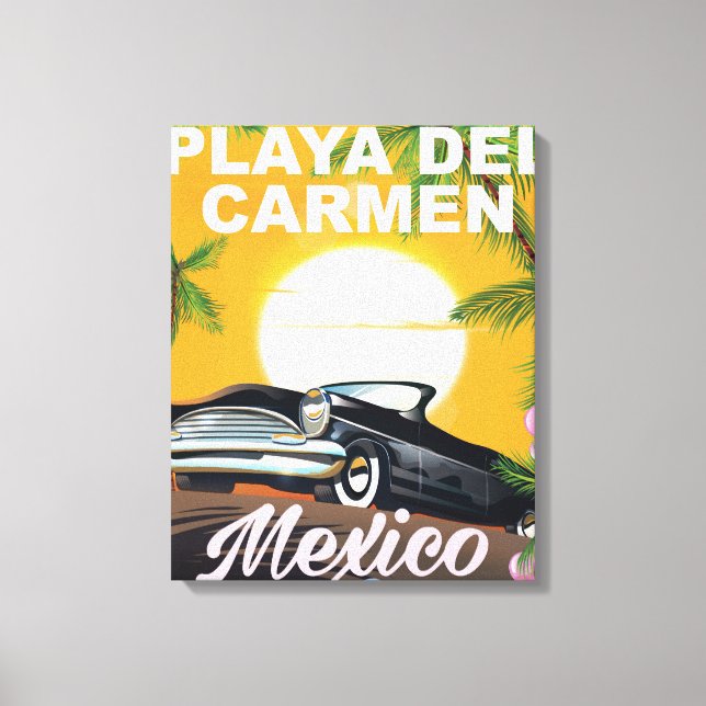 Playa del Carmen mexikansk bil reser affisch Canvastryck (Framsida)