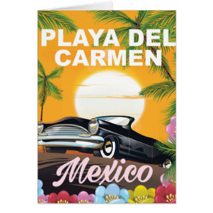 Playa del Carmen mexikansk bil resor affisch Hälsningskort