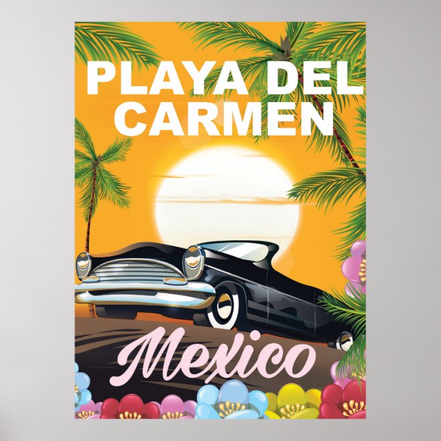 Playa del Carmen Mexikanska bilreseaffisch Poster (Framsidan)