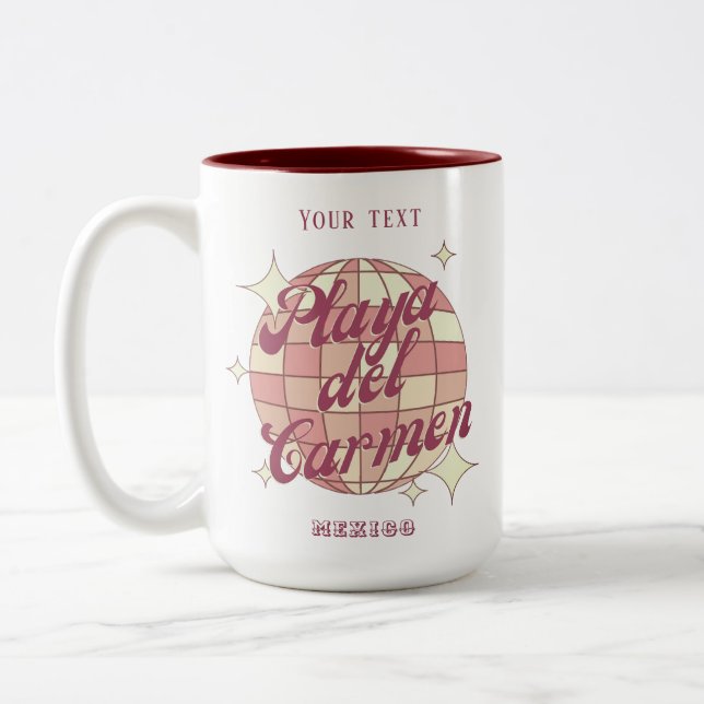 Playa del Carmen Mexiko souvenir café  Två-Tonad Mugg (Vänster)