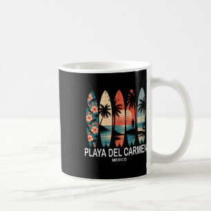 Playa Del Carmen Mexiko Surfbräda Surfing Retro _1 Kaffemugg