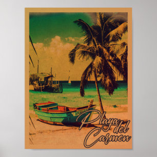 Playa del Carmen Mexiko Vintage resor Handflatan B Poster