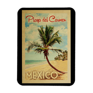 Playa del Carmen palmträdvintage resor Magnet