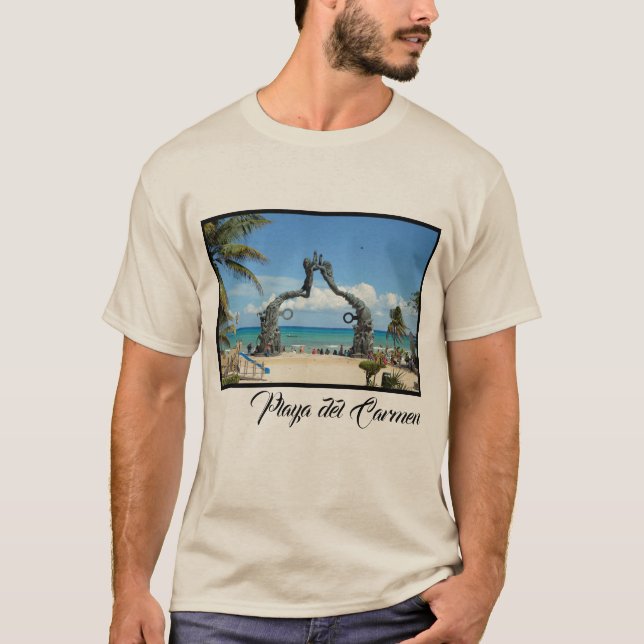 Playa del Carmen Statue Riviera Maya Cancun T Shirt (Framsida)