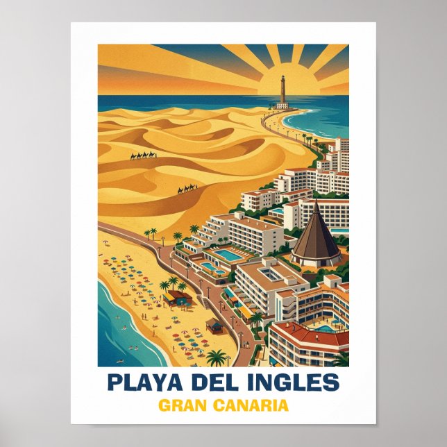 Playa del Ingles Maspalomas Gran Canaria Vintage  Poster (Framsidan)
