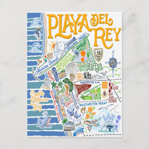 PLAYA DEL REY ILLUSTRERAT KARTA VYKORT