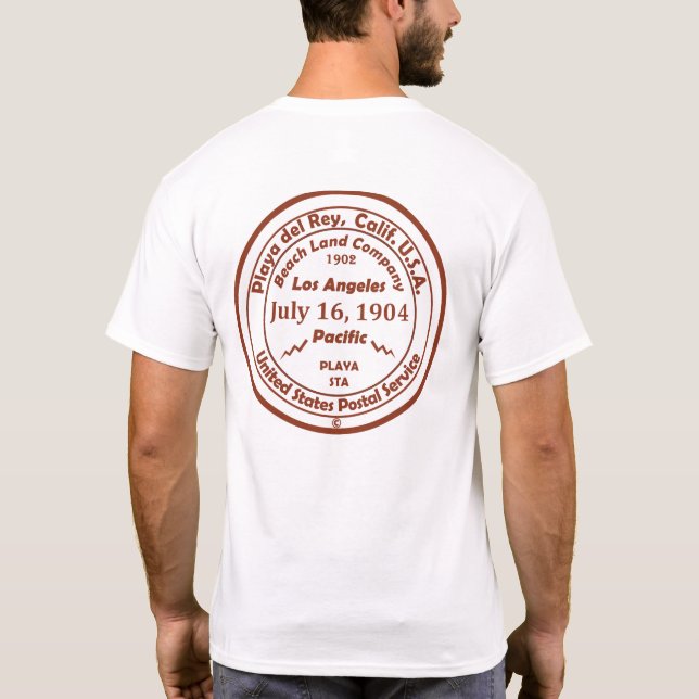 Playa del Rey Post Office Hand Cancelation Frimärk T Shirt (Baksida)