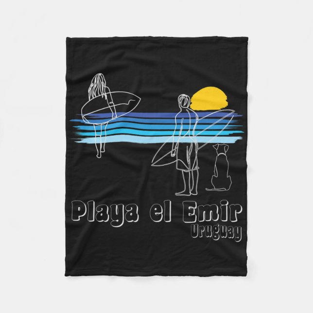Playa El Emir Uruguay, Surfing Beach Surf Guy Girl Fleecefilt (Framsidan)