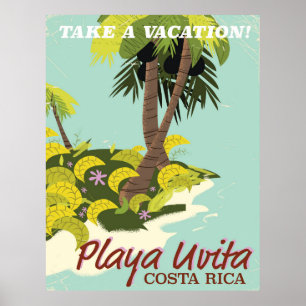 Playa Uvita, Costa rica, reseaffisch/ Poster