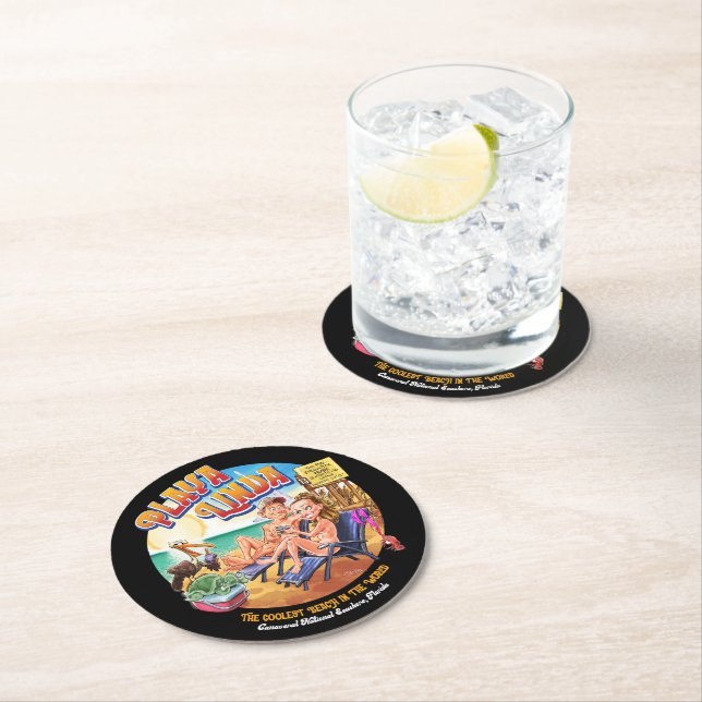PlayaLinda Beach Paper Coaster Underlägg Papper Rund (Insitu)