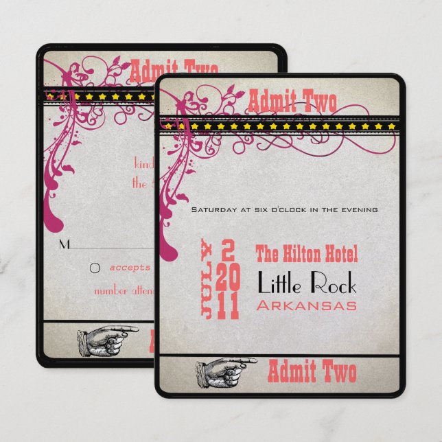 Playbill Biljett OSA Inbjudningar (Fram/baksida)