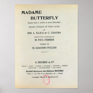 Playbill för madamfjäril av Giacomo Poster