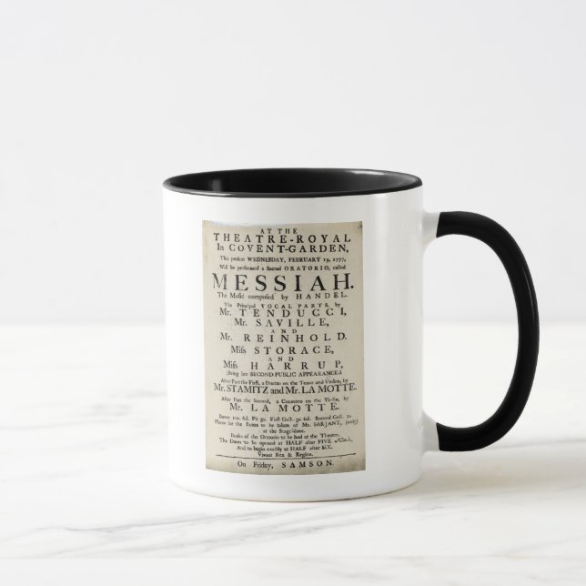 Playbill som annonserar en kapacitet mugg (Höger)