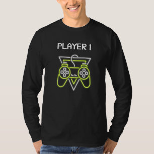 Player 1 matchande spelare 1 Player 2 för videospe T Shirt