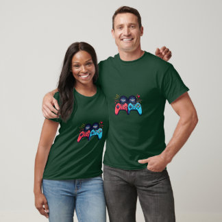 Player 1 och Player 2 Gamer Kärlek Design T Shirt