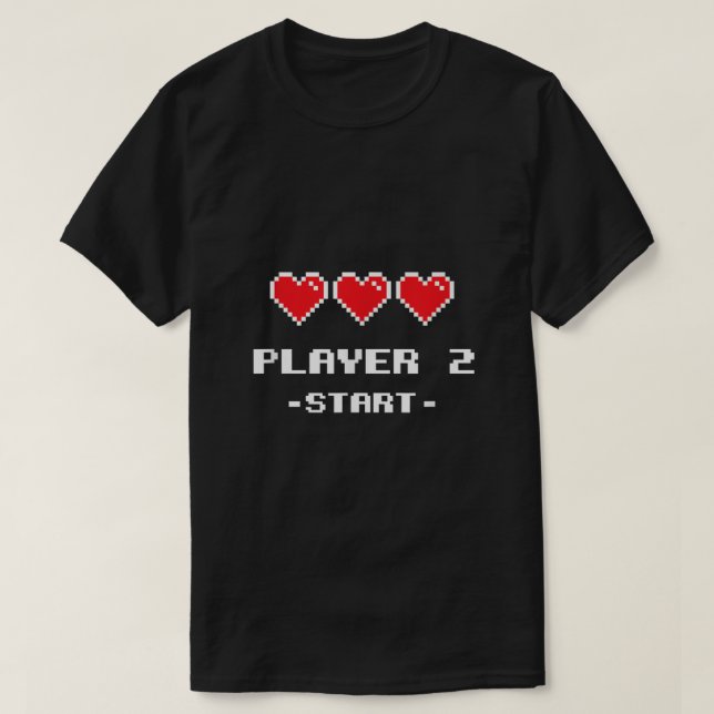 Player 2 - matchande spelare 1 Player 2 för videos T Shirt (Design framsida)