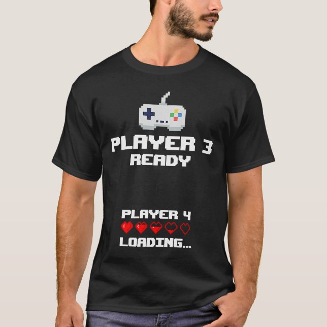 Player 3 Player 4 Läser in Gamming Nyfödd bebis T Shirt (Framsida)