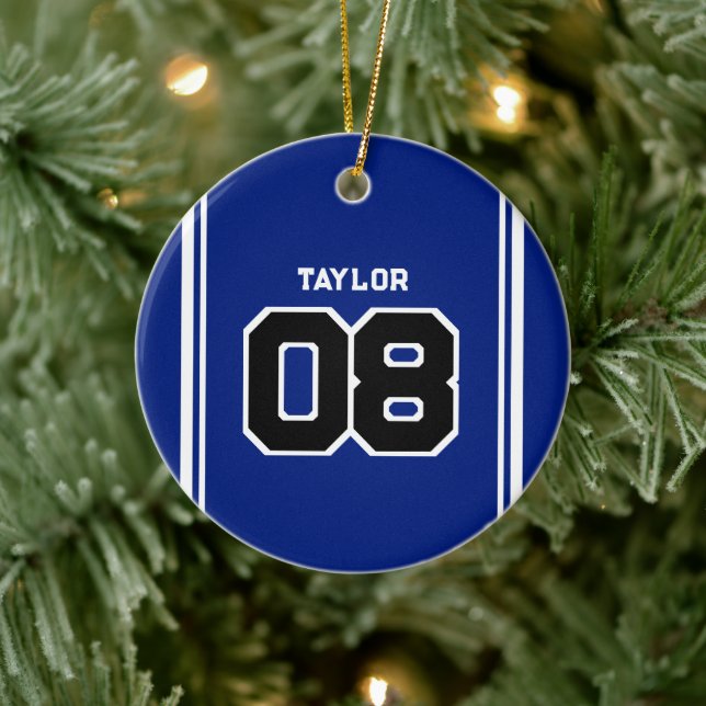 Player Jersey Number Namn Blue & White jul Julgransprydnad Keramik (Träd)
