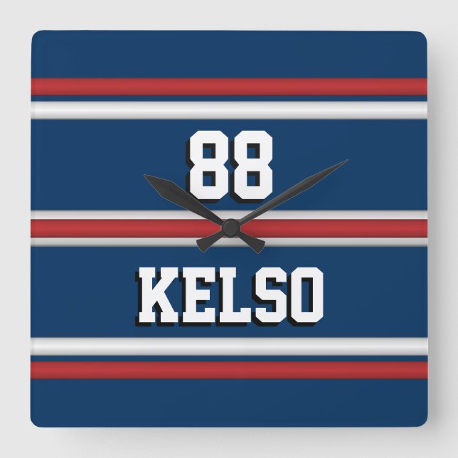 Player Jersey Rand på Rött vitt blått Fyrkantig Klocka (Framsida)
