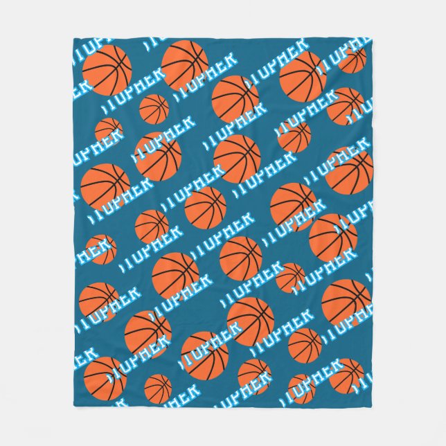 Player Namn Basketball Boll Mönster Fleecefilt (Framsidan)