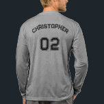 Player Namn Jersey Number Grått Manar Långärmad  T Shirt<br><div class="desc">Skapa din egen anpassningsbar, personlig, coolans svarta typografi/teckensnitt/skript, namn med ett mongrammt nummer, grått med snyggt, klassisk besättning nacke, bekväm, förskuren treblend, överlägsen kammade och ring-spun jersey-bomull, unisex manar långärmad-skjorta t-shirt. Skriv bara in ditt namn/din namn och ditt arraynummer för att anpassa. Gör en underbar gåva till födelsedag, julklappar, helgdagar,...</div>