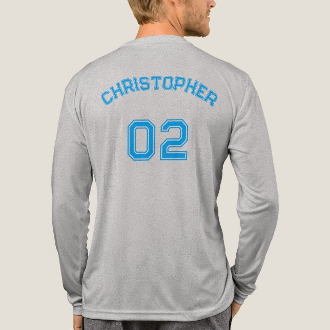 Player Namn Jersey Number Manar Grått Långärmad  T Shirt (Baksida)