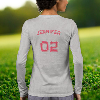 Player Namn Jersey Number Womens Grått Långärmad T Shirt