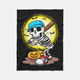 Player Skeleton Softball Halloween Kids Boys Fleecefilt
