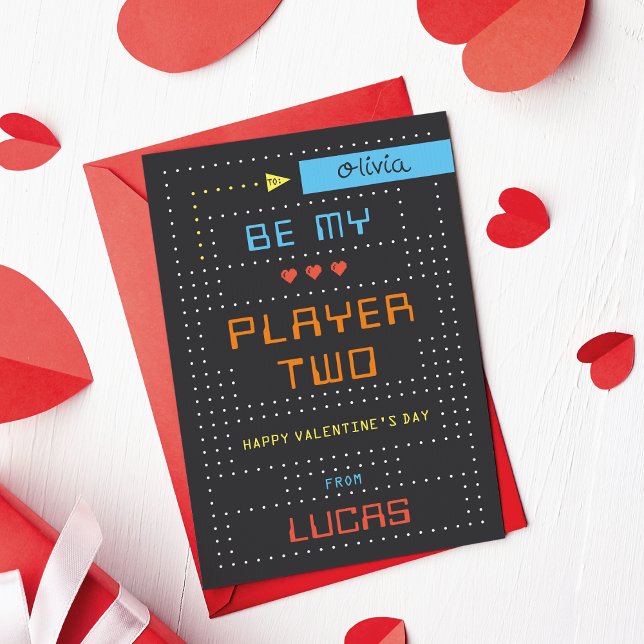 "Player Two" Gamer Classroom Valentine's Day Card Inbjudningar (Skapare uppladdad)