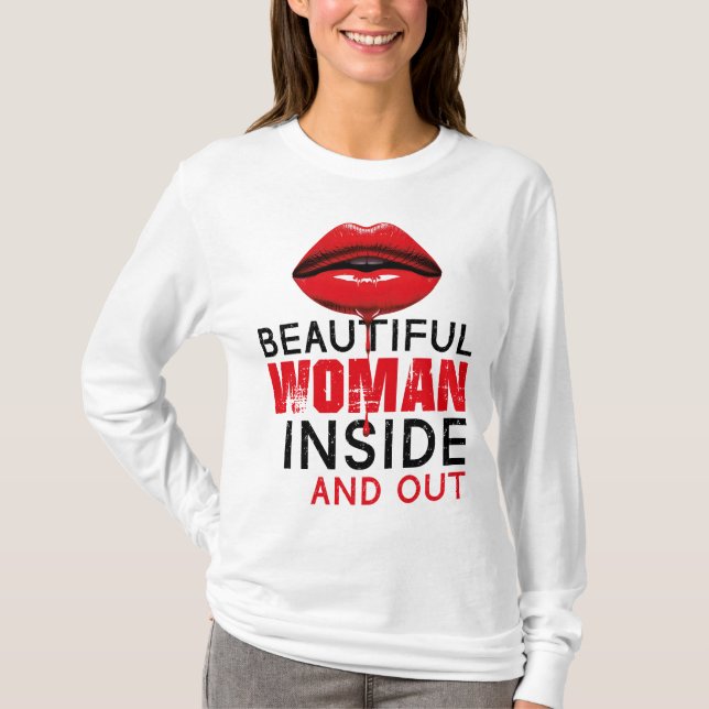 Playera básica de mangas largas Beautiful Woman T Shirt (Framsida)