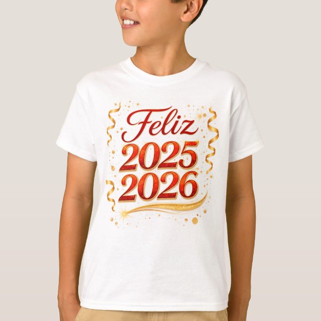 Playera Básica para Niño con Diseño “Feliz 2025-20 T Shirt (Framsida)