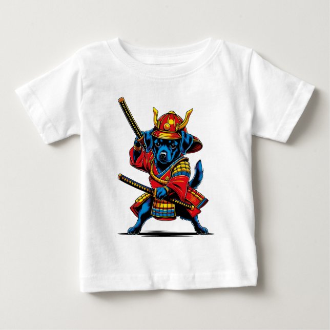 Playera con punto de jersey Perrito Samurái T Shirt (Framsida)