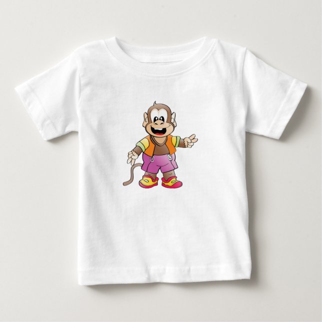 Playera De Bebé Monito divertido alegre T Shirt (Framsida)