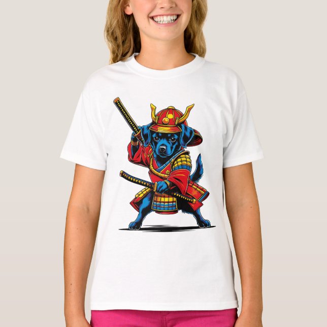 Playera de niñas Perrito Samurái T Shirt (Framsida)