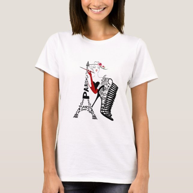 Playera de parís chic con mujer t shirt (Framsida)