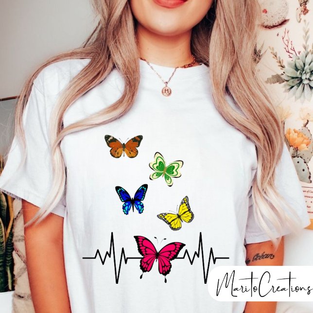 Playera fiesta de mariposa para damas. t shirt (Skapare uppladdad)