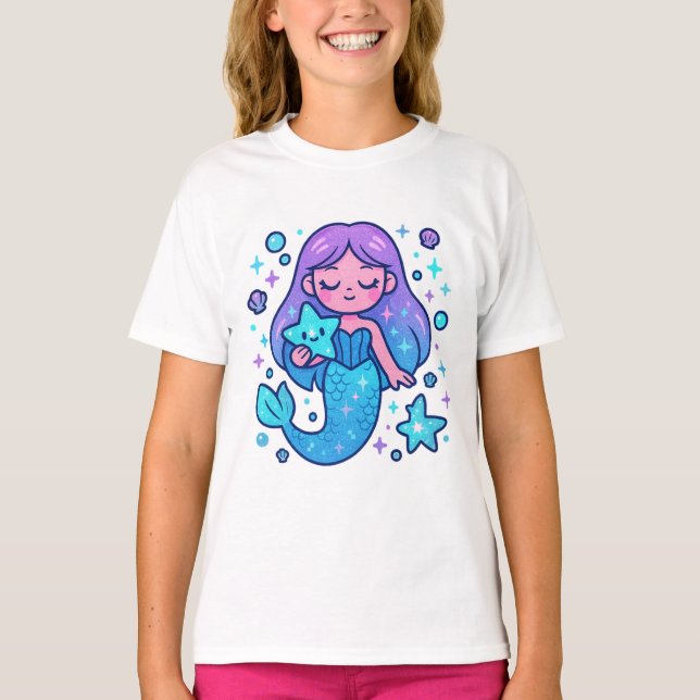 Playera Kawaii Magic Mermaid– Cute Magical T-shirt (Framsida)